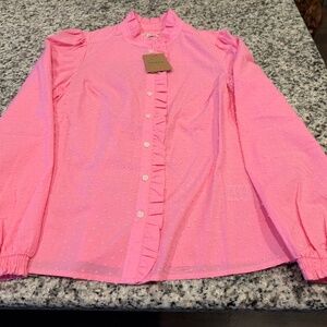 NWT Boden Helena Cotton Dobby Top Rose Bloom - Size 2